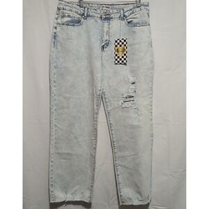 Girl Index Distressed Mom Jeans High Rise Light‎ Wash Denim Size 13